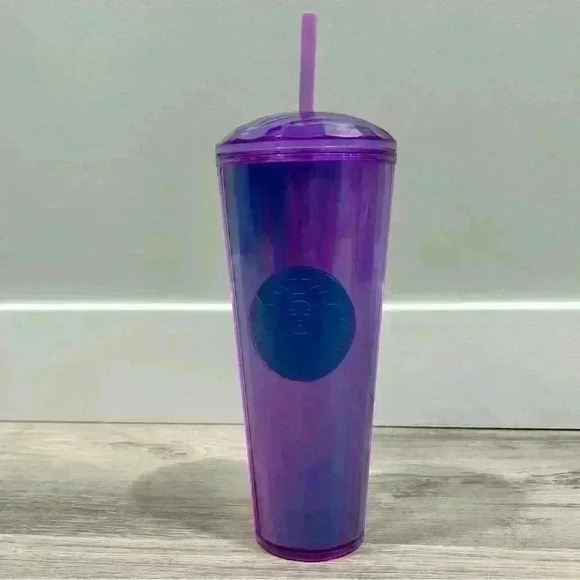 Starbucks Summer 2022 Purple Blue Kaleidoscope Dome Cold Cup Straw Tumbler 24oz - Picture 1 of 7